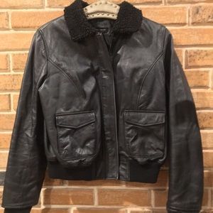 New York & Company leather bomber jacket